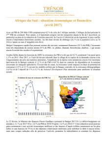 Afrique du Sud : situation économique et financière (avril 2017)