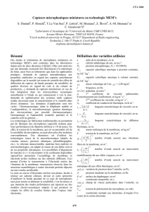 Capteurs microphoniques miniatures en technologie MEM`s