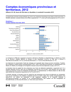 Comptes économiques provinciaux et territoriaux, 2012