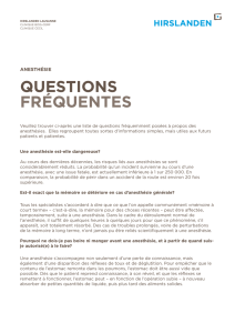 Questions fréquentes au sujet de l`anesthésie