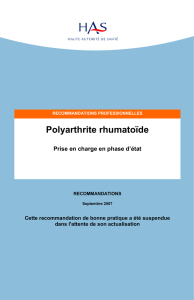 Polyarthrite rhumatoïde - Prise en charge en phase d`état