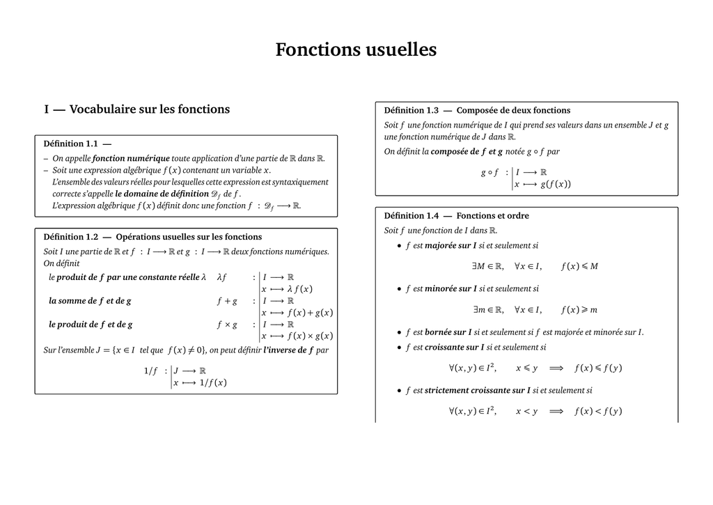 Fonctions Usuelles Resume