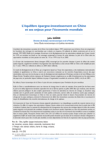 L`&eacute;quilibre &eacute;pargne-investissement en Chine et ses enjeux pour l