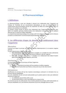 4/ Pharmacocinétique - Fiches