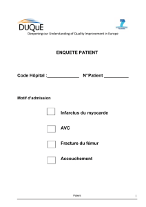 ENQUETE PATIENT Code Hôpital :______ N° Patient