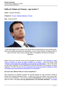 Valls et l`islam en France : qui croire - Riposte