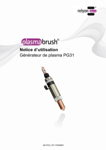 Notice d`utilisation Générateur de plasma PG31