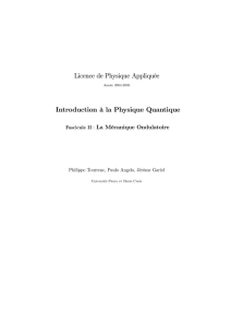 Licence de Physique Appliquée Introduction à la Physique Quantique