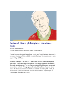 Bertrand Rioux, philosophe et conscience claire