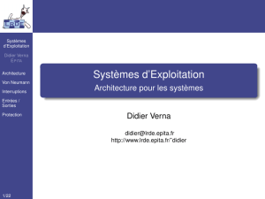 Systèmes d`Exploitation - Architecture pour les systèmes