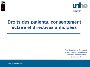 Droits des patients, consentement éclairé et directives anticipées