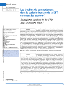 Les troubles du comportement dans la variante frontale de la DFT