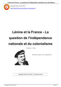 Lénine et la France - La question de l`indépendance nationale et du