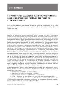 Les activités de l`Académie d`agriculture de France dans le domaine
