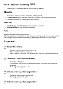 ME10 - Basics of marketing Objectifs Programme