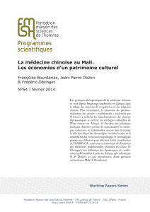 La médecine chinoise au Mali : les économies d`un patrimoine culturel