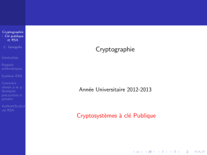 Cryptographie : Clé publique et RSA