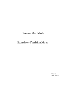 Licence Math-Info Exercices d`Arithmétique