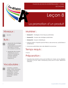 LEÇON 8 – La promotion d`un produit