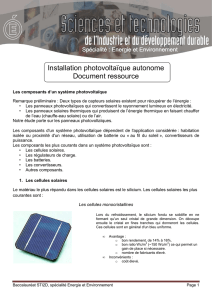 Installation photovoltaïque autonome Document ressource