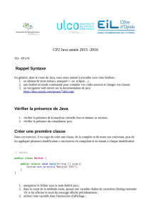 CP2 Java année 2015 -2016 Rappel Syntaxe Vérifier la présence