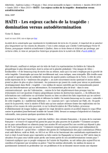 HAÏTI - Les enjeux cachés de la tragédie : domination versus
