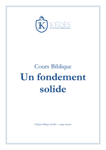 Un fondement solide - Collège biblique KÉDÈS