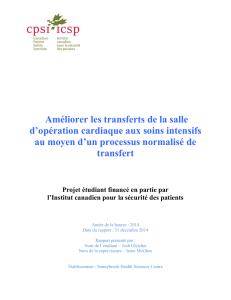 Améliorer les transferts de la salle d`opération cardiaque aux soins