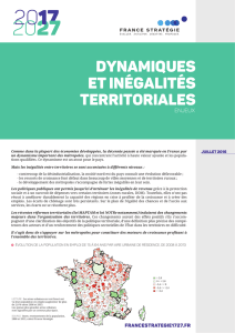 France Stratégie - Dynamiques et inégalités territoriales