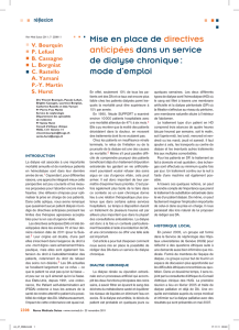 Mise en place de directives anticipées dans un service de dialyse