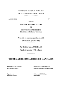 TITRE : ARTERIOPATHIES ET CANNABIS