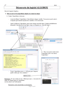 Découverte du logiciel ALGOBOX