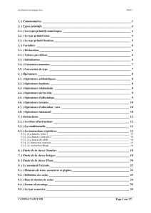 1. ) Commentaires. 2. ) Types primitifs.