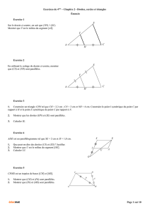 Exercices de 4ème – Chapitre 2 - Droites, cercles et triangles