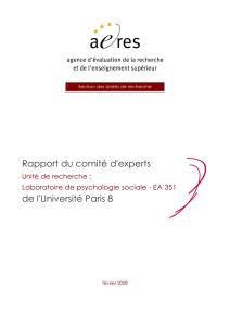 Laboratoire de Psychologie Sociale EA 351 Université Paris 8 Saint