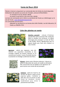 Vente de fleurs 2014 Liste des plantes en vente