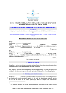 Contrat de médecin collaborateur salarié CDI temps partiel