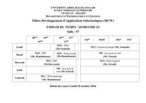 Emploi du temps DUT MCW S3
