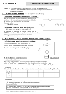 II – Conductance d`une portion de solution électrolytique.