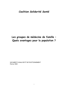 Les groupes de médecine de famille
