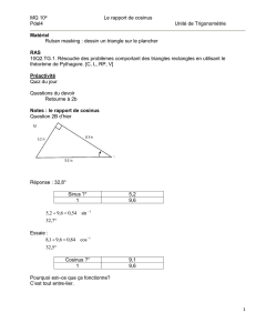 Trigonométrie - leçon 4 cosinus