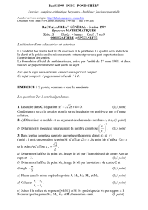 bac S 1999 - Descartes et les Mathématiques