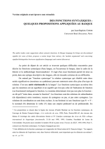 Les fonctions syntaxiques : mise au point et application au basque