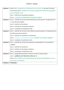 Période 5 : mai-juin Semaine 1 Jours 1 et 2 : transposition en