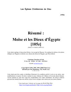 Résumé : Moïse et les Dieux d`Égypte [105z]