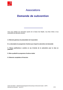 Dossier de demande de subvention aux DRCDC
