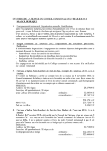 synthese de la seance du conseil communal du 27