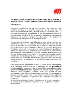 II. PLUS D`EMPLOIS ET DE MEILLEURS EMPLOIS : L`EUROPE A