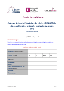 Dossier de candidature - Institut National Du Cancer