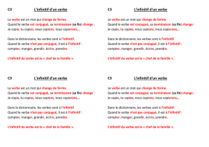 Leçon C3 l`infinitif des verbes